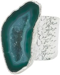 YAA YAA LONDON - Silver Green Gemstone Mega Ring - Lyst