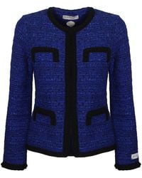 The Extreme Collection - Merino Wool And Alpaca Tweed Jacket With Black Detail Mafalda - Lyst