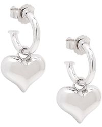 Seven Saints - Puffy Heart Dangle Hoop Earrings, Rhodium - Lyst