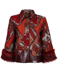Lalipop Design - Jacquard Jacket With Faux Fur Cuffs - Lyst