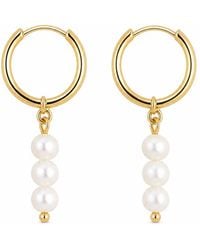 Pearl Code - Small Pearl Hoop Earrings – Mini Hoops - Lyst