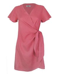 Larsen and Co - Pure Linen Lucca Wrap Dress In Peony Pink - Lyst