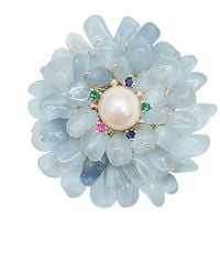 Farra - Handcrafted Flower Shape Natural Aquamarine Brooch - Lyst
