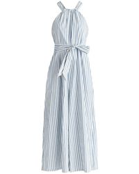Paisie - Striped Halterneck Cotton Jumpsuit In Light - Lyst