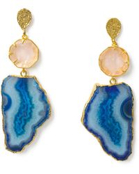 YAA YAA LONDON - 'Hold On' Rose Quartz Agate Gemstone Statement Earrings - Lyst