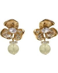 Farra - Citrine Dangle Flower Stud Earrings - Lyst