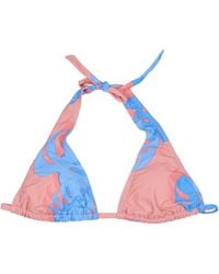lords of harlech - Raquel Monstera Floral Coral Bikini Top - Lyst
