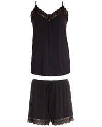 Pretty You London - Bamboo Lace Cami Short Pyjama Set In Raven - Lyst