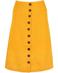 blonde gone rogue - Linen Midi Skirt, Upcycled Linen, In Yellow - Lyst