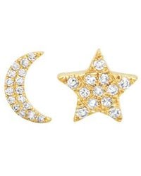 KAMARIA - Diamond Star & Moon Stud Earrings - Lyst