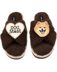 Laines London - Neutrals Laines Neutral Boucle Slippers With Teddy The Pomeranian & Dog Mum/Mom Brooches - Lyst