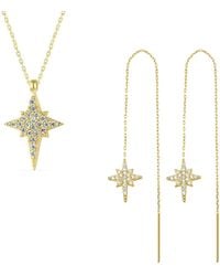 Spero London - Northernstar Starburst Sterling Chain Drop Chain Earrings & Necklace Set - Lyst