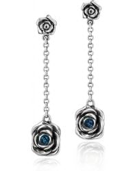 Unaloe - Rocks Sterling Rose Drop Earrings With Sapphire Stone – Earrings For – Jewelry For - Lyst