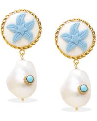 Vintouch Italy - Starfish Cameo Earrings With Pearls And - Lyst