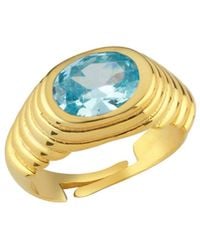 LINYA JEWELLERY - Lyra Oval Crystal Stone Little Finger Knight Ring - Lyst