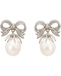 LÁTELITA London - Baroque Pearl Ribbon And Bows Drop Earrings Silver - Lyst