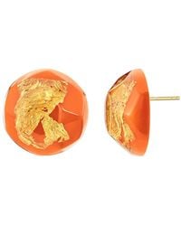 Gold & Honey - 24K Leaf Button Stud Earrings - Lyst