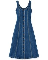 Yumi' - Stretch Denim Panel Fitted Dress - Lyst