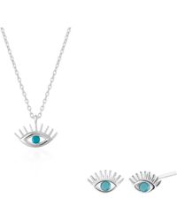 Spero London - Eye Evil Eye Sterling Necklace & Earring Set - Lyst