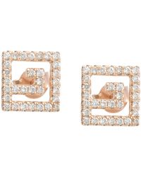 Artisan - Rose 14K Rose Diamond Geometric Square Stud Earrings - Lyst