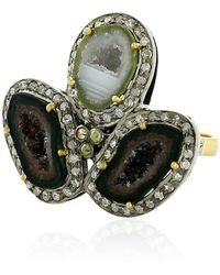 Artisan - Geode Cocktail Ring 18k Yellow Gold 925 Sterling Silver Jewelry - Lyst