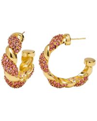 Lavani Jewels - Fuchsia & Gold Plated Paramount Hoops - Lyst