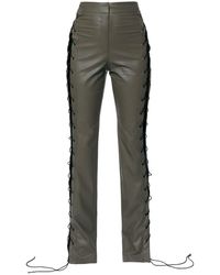 AGGI by HALEWSKI - Harley Khaki Vegan Leather Laced Pants - Lyst