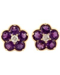 Artisan - Amethyst And Diamond Flower Stud Earrings - Lyst