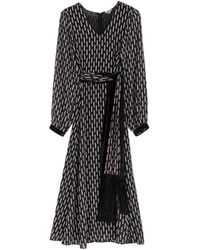 Niza - Lia Midi Geometric Print Dress - Lyst