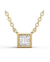 SEREIA OFFICIAL - 14K 0.25 Ct Lab-Grown Princess Diamond Bezel Pendant - Lyst