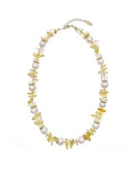 Farra - Citrine Stones & Freshwater Pearls Short Necklace - Lyst