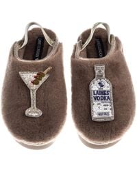 Laines London - Neutrals Flatform Cloud Closed Toe Slippers With Vodka Martini Brooches - Lyst