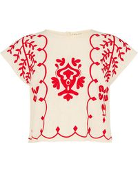 Raffya - Fraya Cross Hatch Embroidered Crop Top - Lyst