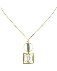 Aracheli Studio - Geometric Art Oblong X Pearl Chain Necklace - Lyst