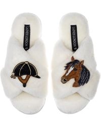 Laines London - Classic Laines Slippers With Riding Hat & Horse Brooches - Lyst