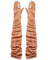 HIGH HEEL JUNGLE by KATHRYN EISMAN - Neutrals Ariana Ruched Mesh Opera Glove - Lyst
