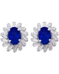 Artisan - 18K Oval Sapphire & Diamond Halo Stud Earrings - Lyst