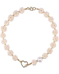 Mineralgems•Studio - Bon Ton Heart Necklace With Intertwined Pearl Beads - Lyst