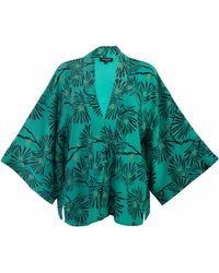 Artemis Muse - Japanese Pine Needle Print Short Light Weight Kimono - Lyst