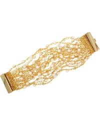 Lavish by Tricia Milaneze - Neutrals Pearl & Strings Handmade Crochet Bracelet - Lyst
