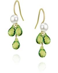 MOUNIR LONDON - Pearl And Peridot Cluster Drop Earrings - Lyst