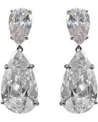 Michael Nash Jewelry - Neutrals Celestina Large Pear Double Cubic Zirconai And Sterling Drop Clip On Earrings - Lyst