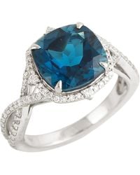 Artisan - London Topaz & Diamond Halo Ring - Lyst
