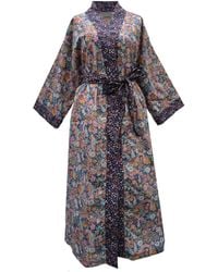 Lime Tree Design - Long Kimono Robe Lilac Ciara - Lyst