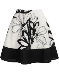 Conquista - A-Line Floral Sketch Skirt With Contrast Hem - Lyst