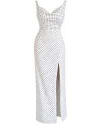 Girl In Mind - Senna Asymmetric Double Cowl Maxi Dress Spot - Lyst