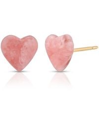 Heather Hawkins Jewelry - Rhodocrisite Tiny Heart Gemstone Stud Earrings - Lyst