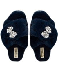 Rettrose - Fefe Luxury Plush Diamanté Bow Embellished Handmade Slipper - Lyst