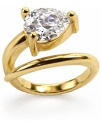 Jagged Halo Jewelry - Bombshell Pear-Shaped Cz Adjustable Pinky Ring Plated Stainless Steel - Lyst