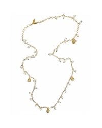 Farra - Romantic Style Freshwater Pearl With Flower Charms Long Necklace - Lyst